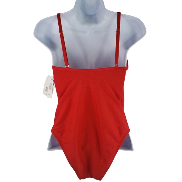 Wonderly Womens Red Ribbed One Piece Swimsuit NWT Memorial Day 4th July Sz Small - Picture 2 of 11